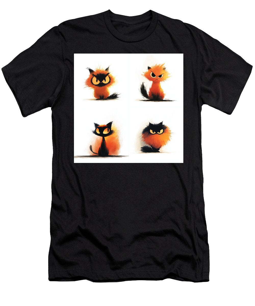 002 Callage Four Expressive Orange and Black Cats Nikolay Panov T-Shirt