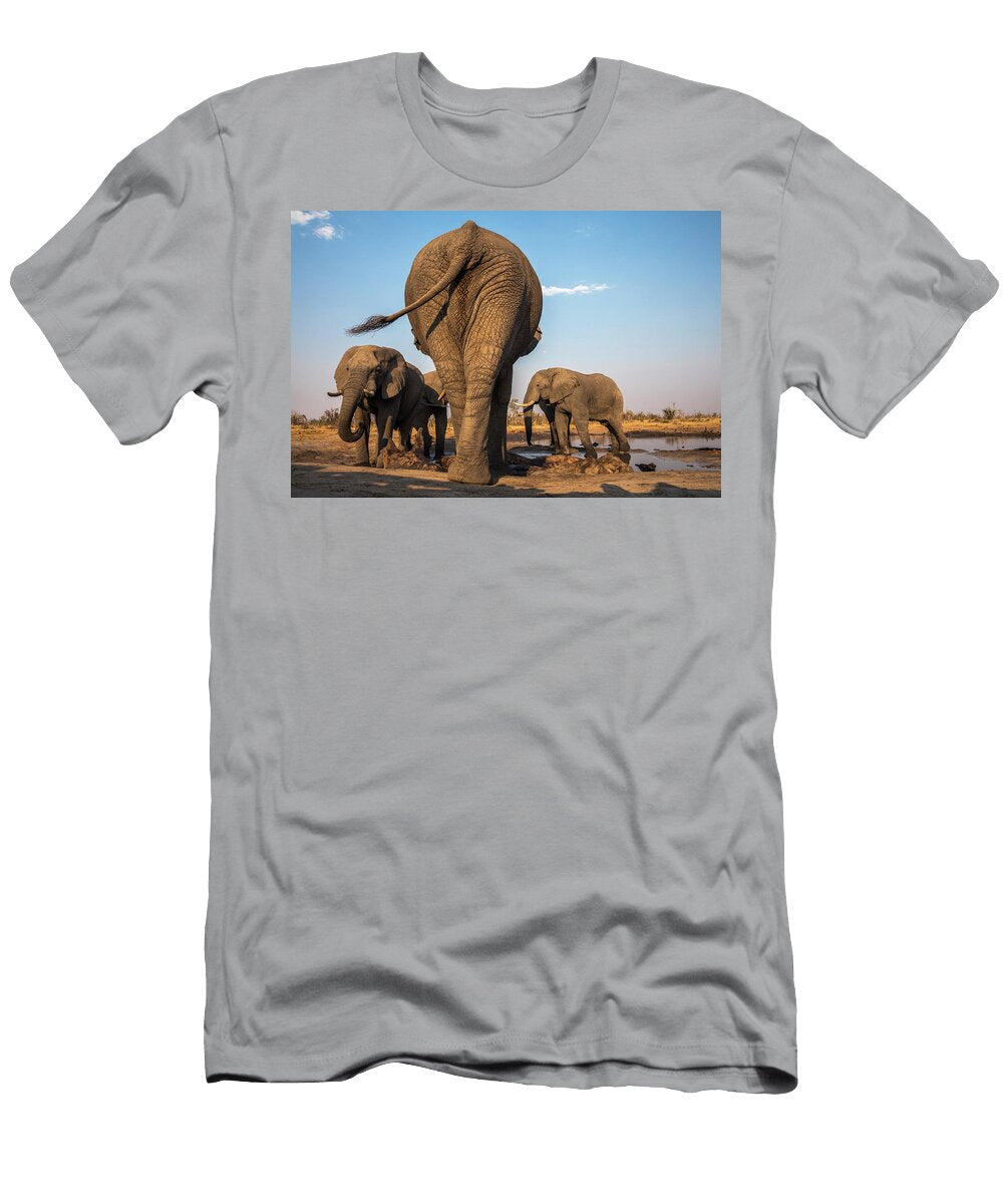 1 African Elephant Bulls At Waterhole Khwai Conservancy Ann Steve Toon Natureplcom T-Shirt
