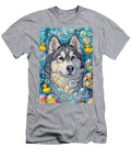 1 Alaskan Malamute Dog Frolicking in a Bubbly Bathtub Adrien Efren T-Shirt
