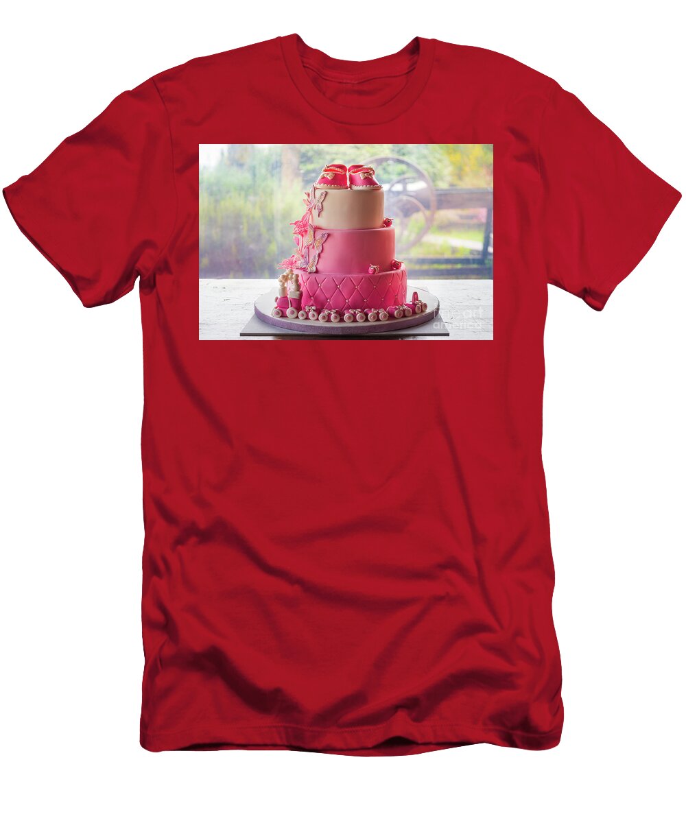 1 Baptism Daughter Baby Girl Communion Party Pink Cake Event Luca Lorenzelli T-Shirt