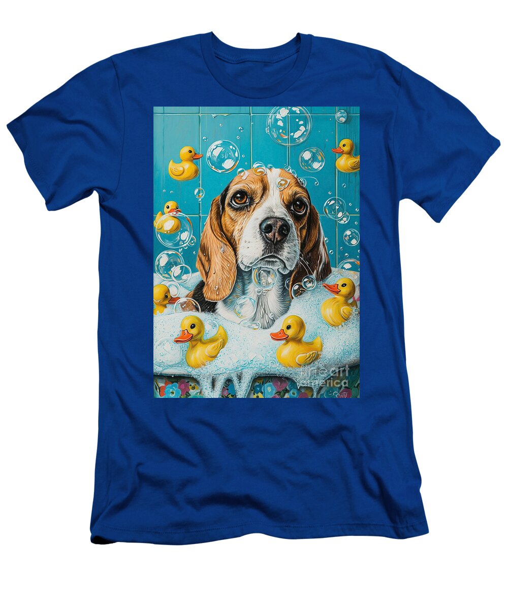 1 Beagle Dog Frolicking in a Bubbly Bathtub Adrien Efren T-Shirt