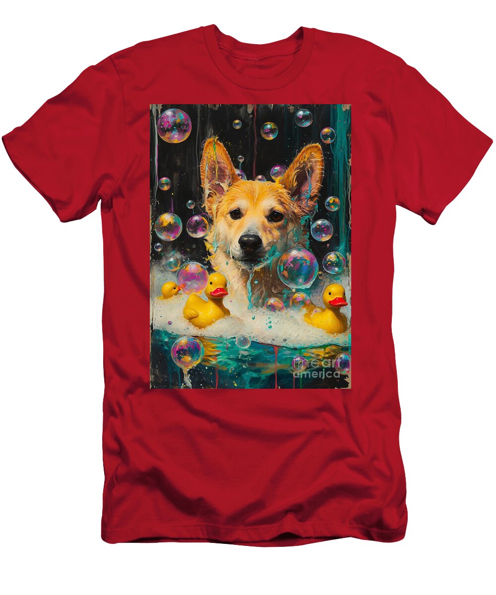 1 Canaan Dog Enjoying a Bubbly Bath Adrien Efren T-Shirt