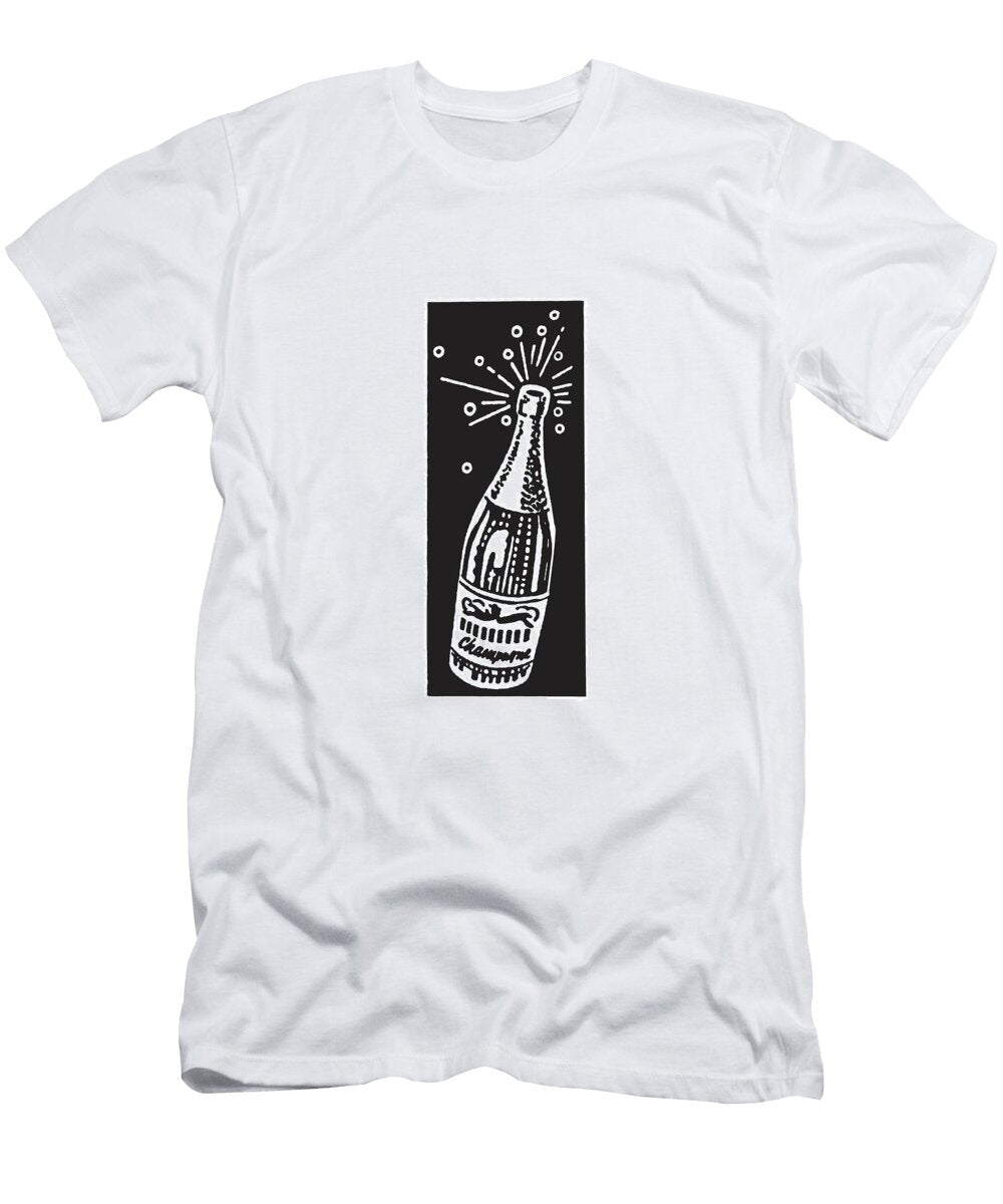 1 Champagne Bottle with Popping Cork Csa Images T-Shirt