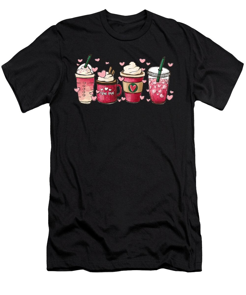 1 Coffee Groovy Hearts Loving Latte Valentines Day Dhbubble T-Shirt
