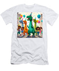 1 Cute Dinosaur and Children Birthday Parade with Balloons and Confetti Cartoon Illustration Talha Khan T-Shirt