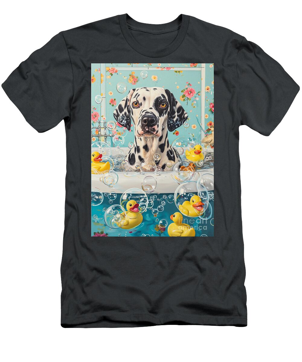1 Dalmatian Dog Enjoying a Bubbly Bath Adrien Efren T-Shirt