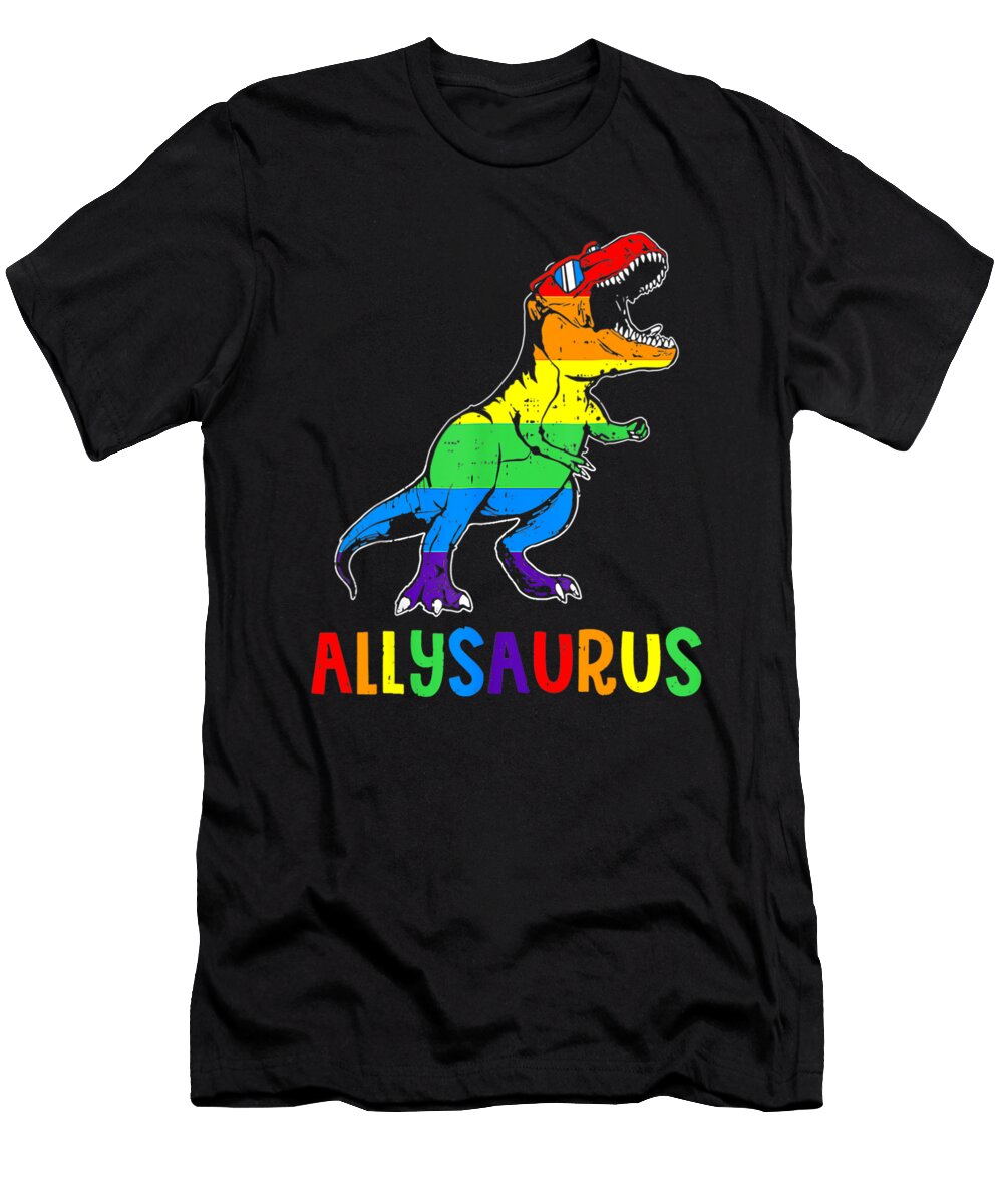 1 Dinosaur T Rex Lgbt Gay Pride Flag Allysaurus Ally Men Boys Dhbubble T-Shirt
