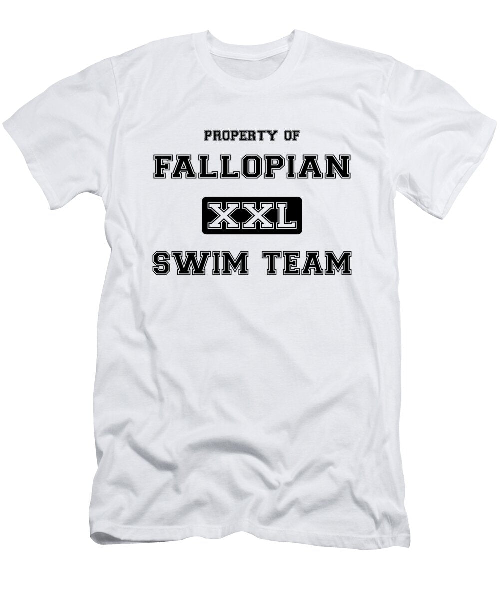 1 Fallopian Swim Team Black Text Pelo Blanco Photo T-Shirt