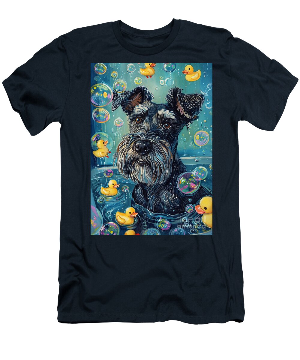1 Giant Schnauzer Dog Enjoying a Bubbly Bath Adrien Efren T-Shirt