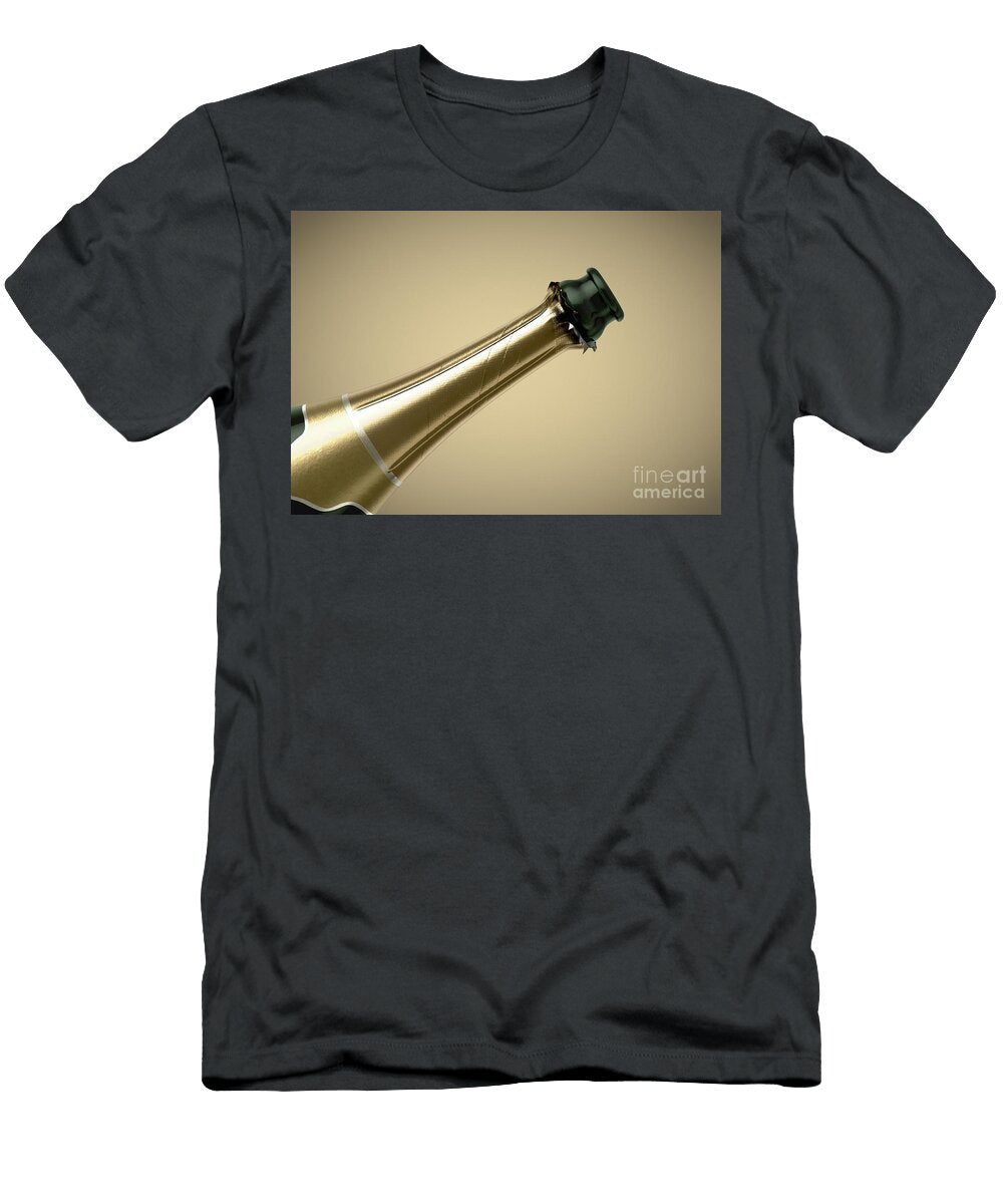 1 Gold Champagne Bottle Open Neck Allan Swart T-Shirt
