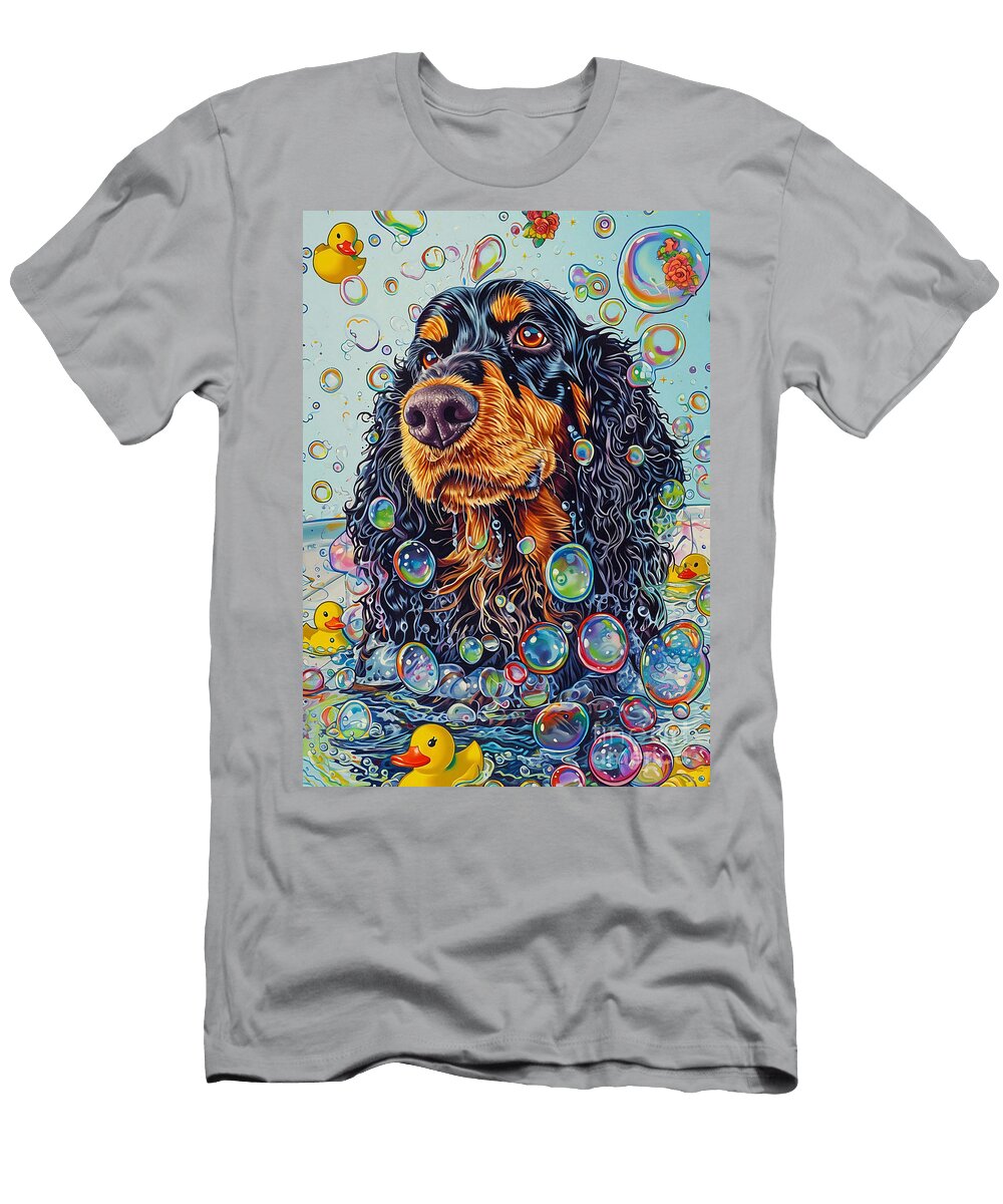 1 Gordon Setter Dog Enjoying a Bubbly Bath Adrien Efren T-Shirt