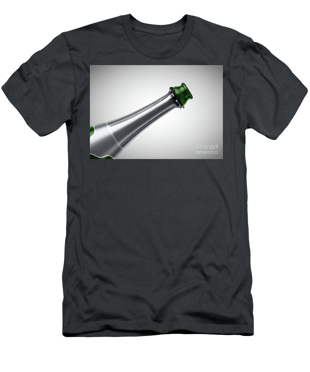 1 Green Champagne Bottle Open Neck Allan Swart T-Shirt