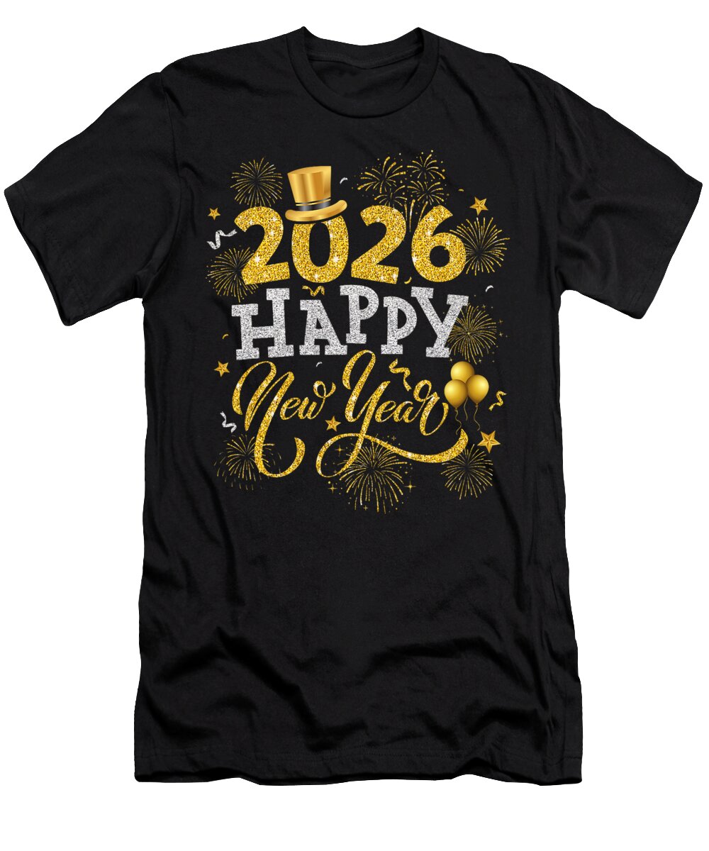 1 Happy New Year Party 2026 Fireworks Family Studi Alex T-Shirt
