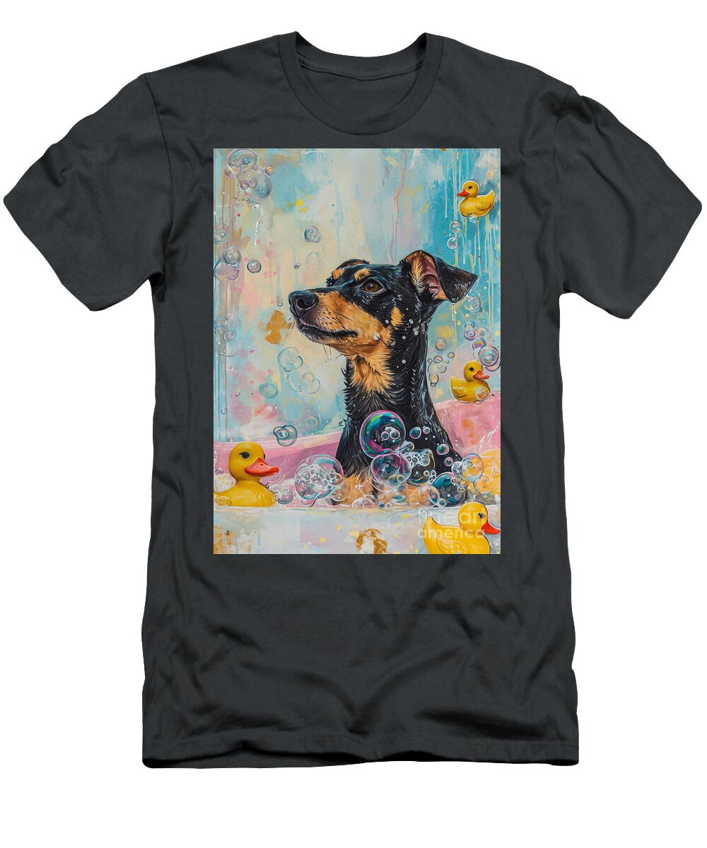 1 Harrier Dog Enjoying a Bubbly Bath Adrien Efren T-Shirt