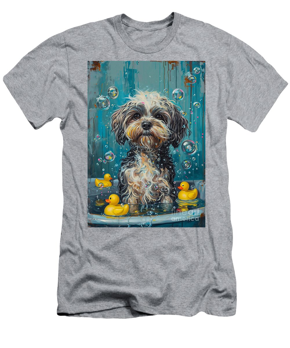 1 Havanese Dog Frolicking in a Bubbly Bathtub Adrien Efren T-Shirt