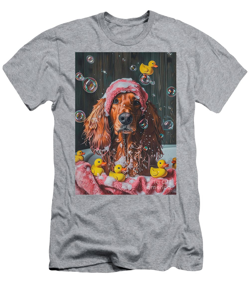 1 Irish Setter Dog Enjoying a Bubbly Bath Adrien Efren T-Shirt
