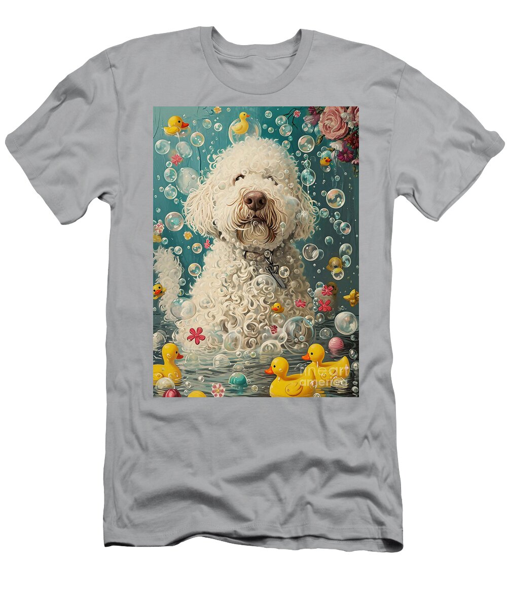 1 Komondor Dog Enjoying a Bubbly Bath Adrien Efren T-Shirt