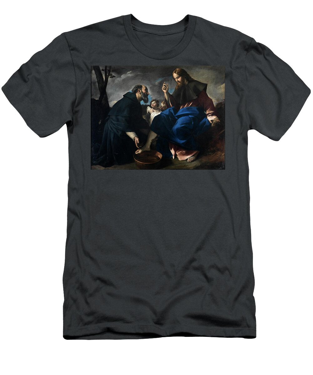 1 LA Obra Representa a San Agustin De Hipona Uno De Los Padres De LA Iglesia Lavando Los Pies De Je Giovanni Lanfranco T-Shirt