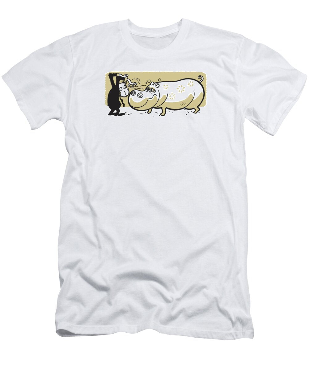1 Man Hypnotizing a Hippopotamus Csa Images T-Shirt