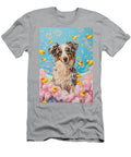 1 Miniature American Shepherd Dog Frolicking in a Bubbly Bathtub Adrien Efren T-Shirt