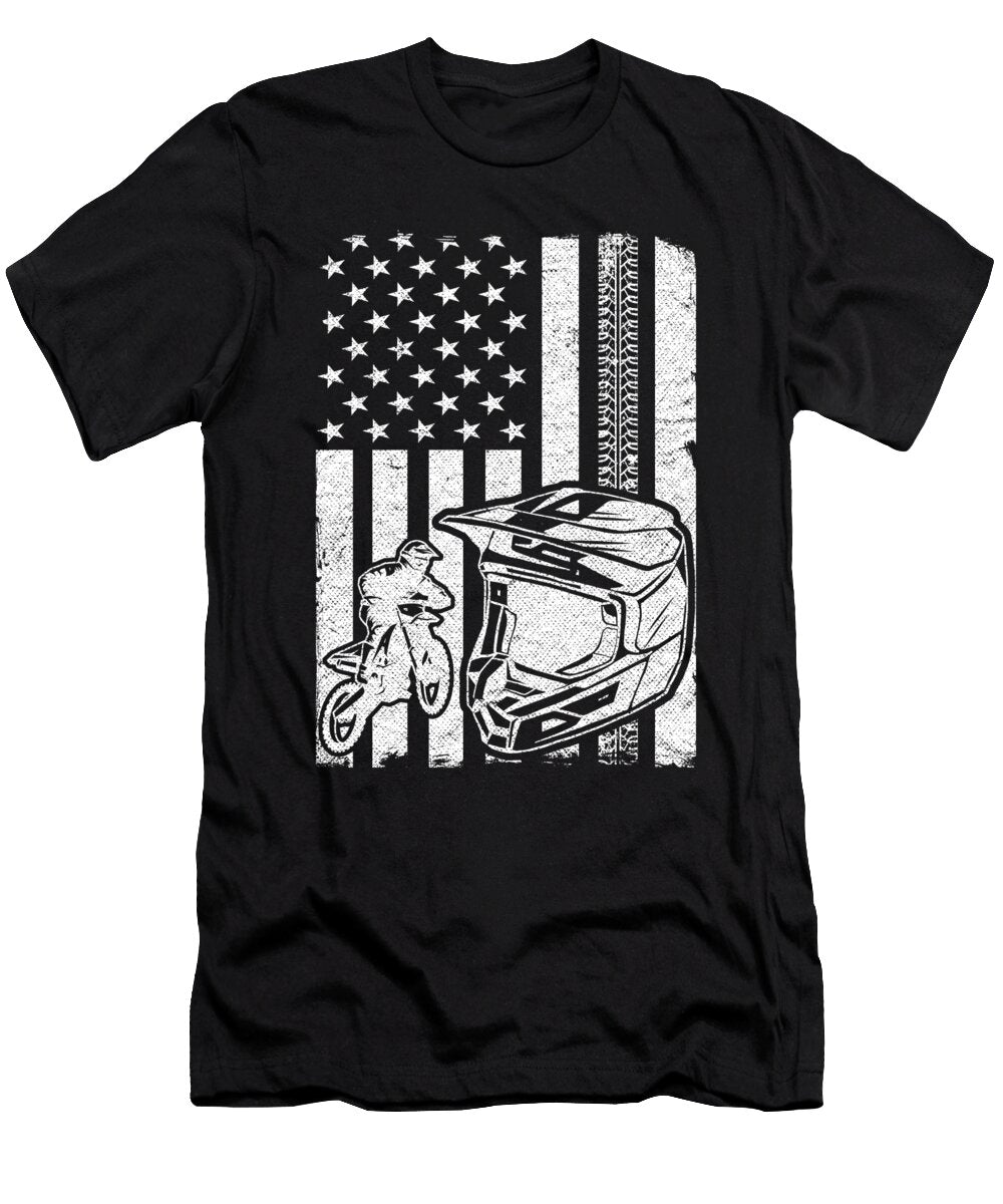 1 Motocross US Flag America Dirt Bike 4th of July Funny Motocross Lisa Stronzi T-Shirt