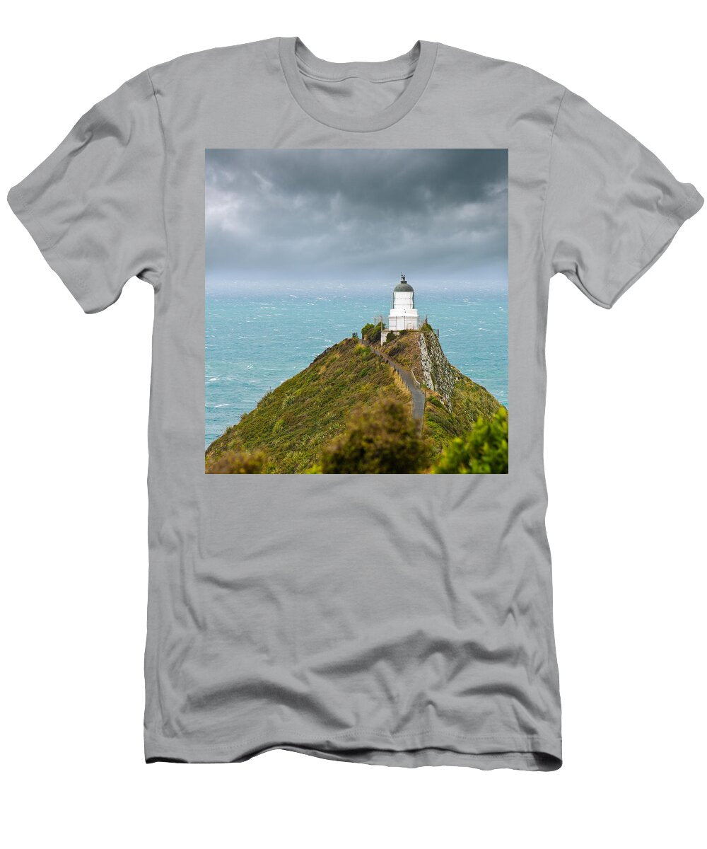 1 Nugget Point Light House and Dark Clouds in the Sky Ulrich Schade T-Shirt