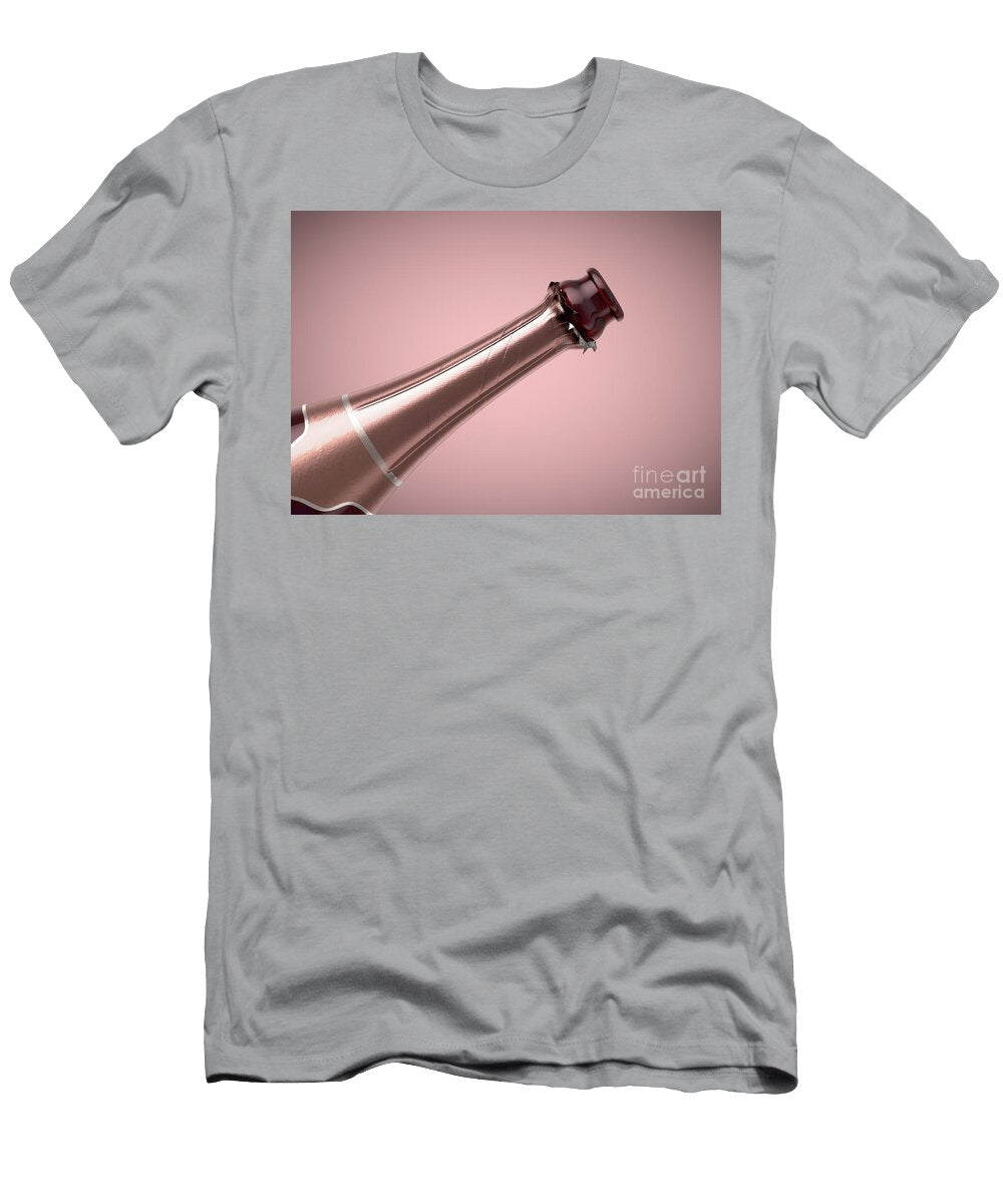 1 Pink Champagne Bottle Open Neck Allan Swart T-Shirt