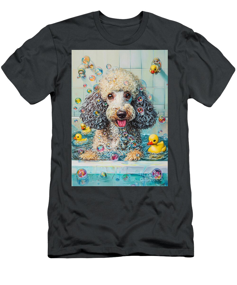 1 Poodle Dog Frolicking in a Bubbly Bathtub Adrien Efren T-Shirt