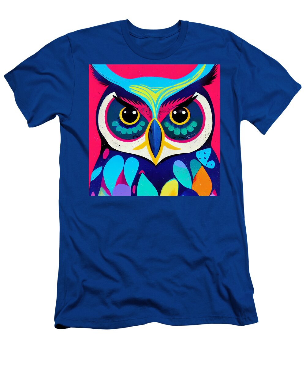 1 Portrait of an Owl Sweet Face Cute Cartoony Colorful By Asar Studios Celestial Images T-Shirt