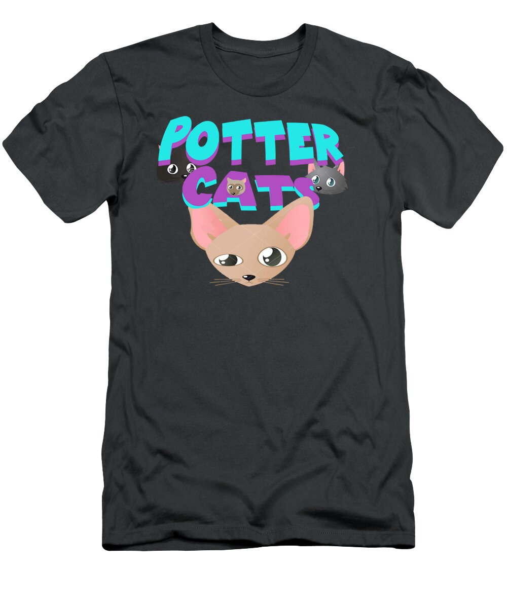 1 Potter Cats Dark Heather Potter Cats Khau Quan Ho T-Shirt