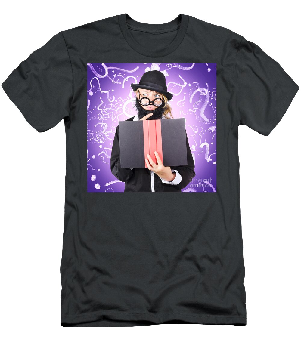 1 Question Man Reading Puzzle Solving Book Ryan Jorgensen T-Shirt