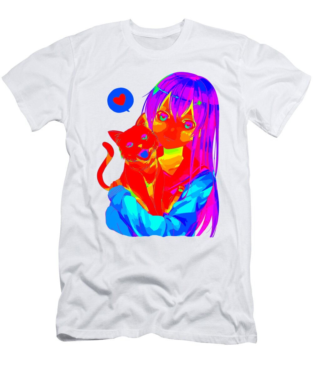 1 Rainbow Anime Girl Neko Cat Kaylin Watchorn T-Shirt