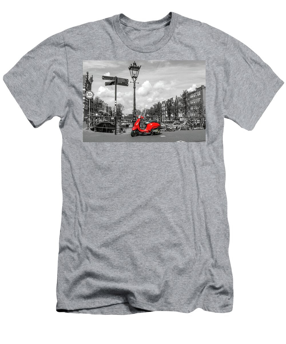 1 Red Scooter on the Bridge Over the Brouwersgracht Amsterdam Ne Kevin Hellon T-Shirt