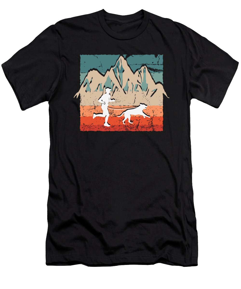 1 Retro Canicross Cross Country Running with Dog Greenoptix T-Shirt