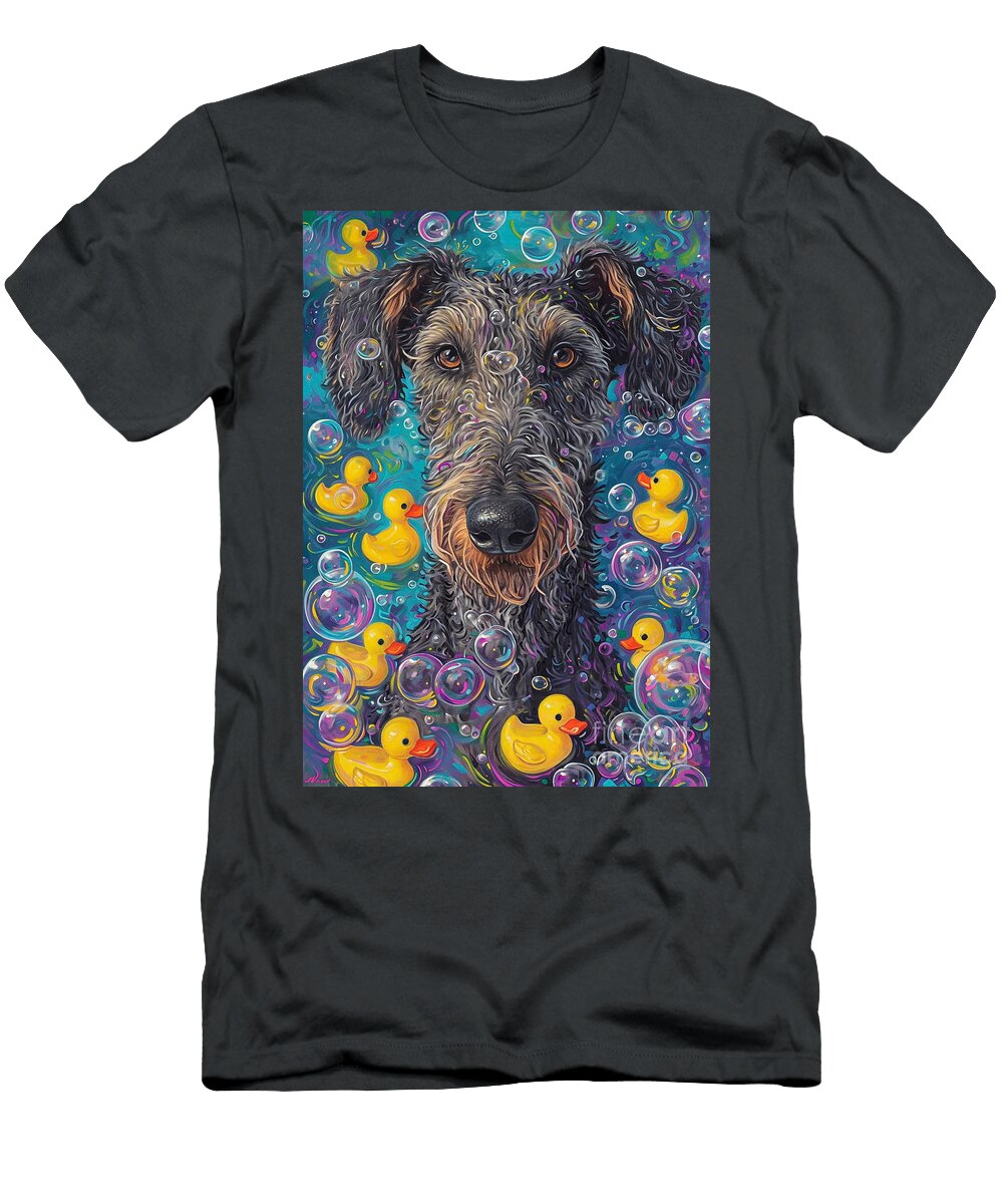 1 Scottish Deerhound Dog Enjoying a Bubbly Bath Adrien Efren T-Shirt