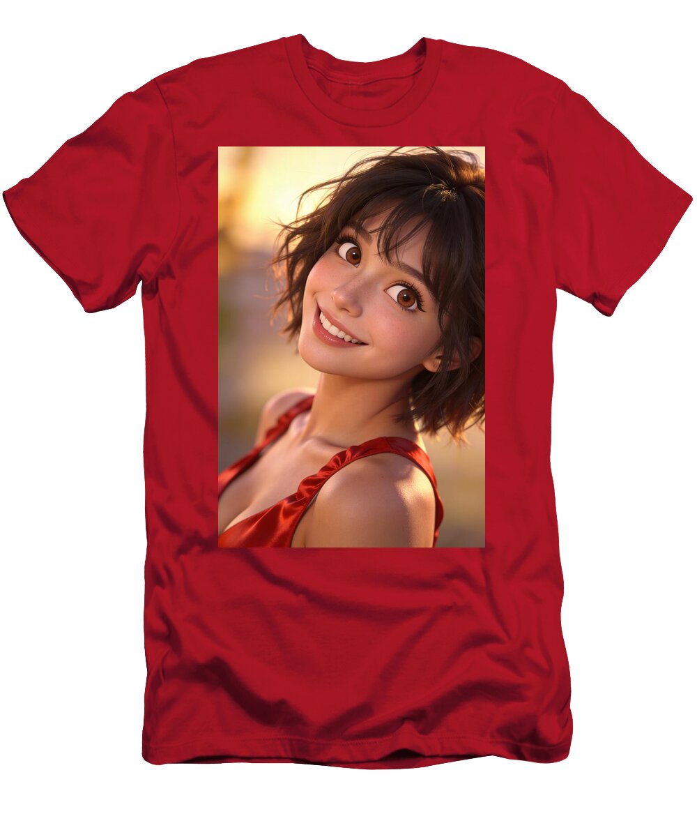1 Smiling Girl with Short Hair Ego Crash T-Shirt