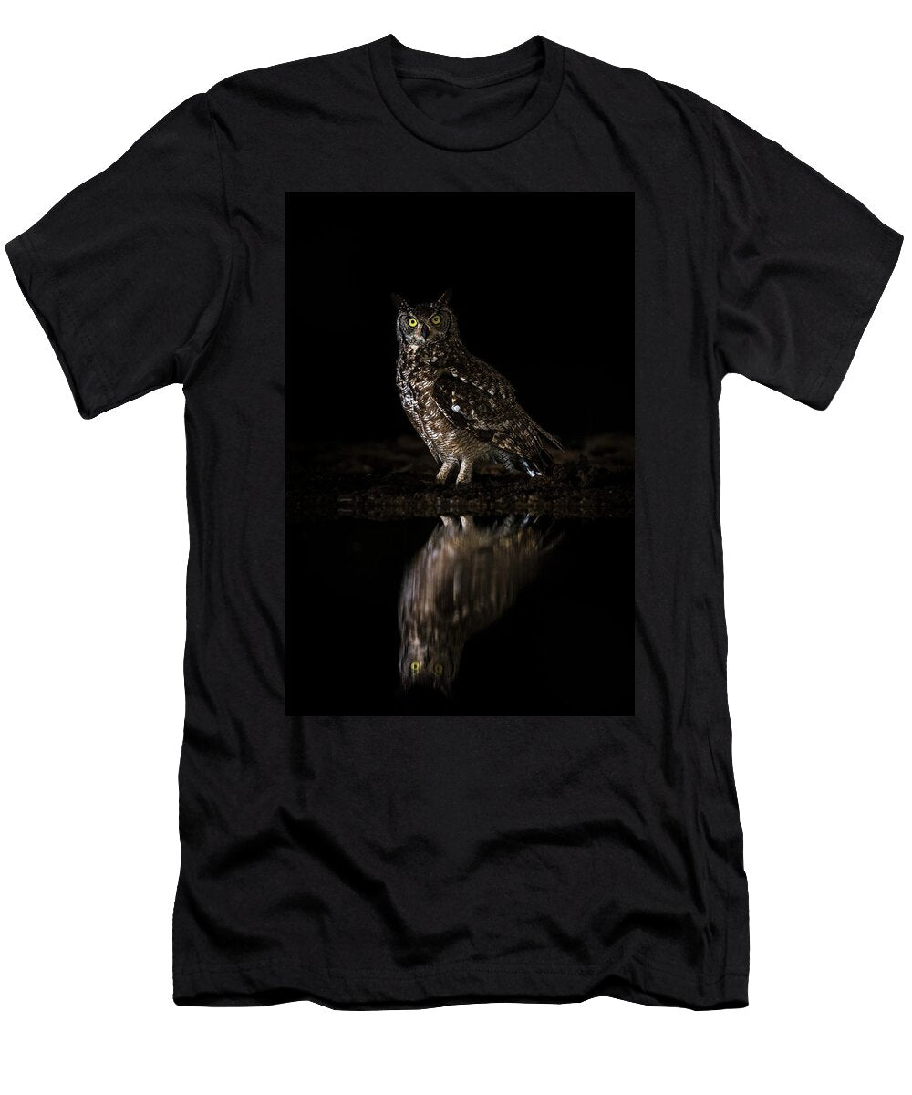 1 Spotted Eagle Owl At Night Zimanga Private Game Reserve Ann Steve Toon Natureplcom T-Shirt
