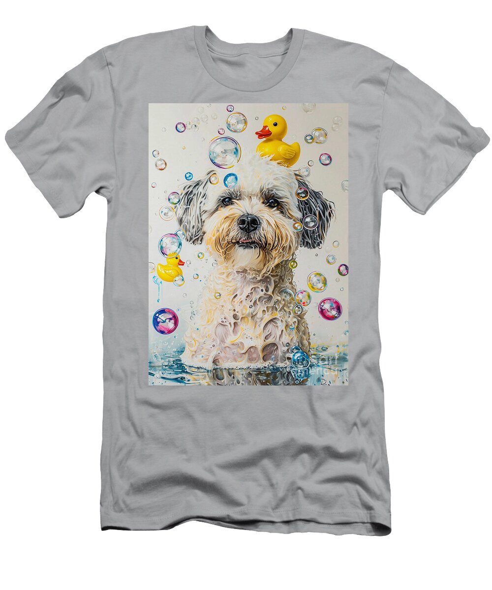 1 Tibetan Terrier Dog Enjoying a Bubbly Bath Adrien Efren T-Shirt
