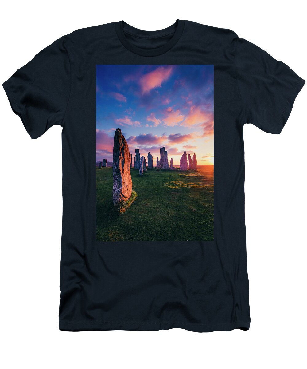 1 United Kingdom Scotland Great Britain British Isles Lewis and Harris Iconic Callanish Stone Circle in the Outer Hebrides At Sunset Maurizio Rellini T-Shirt