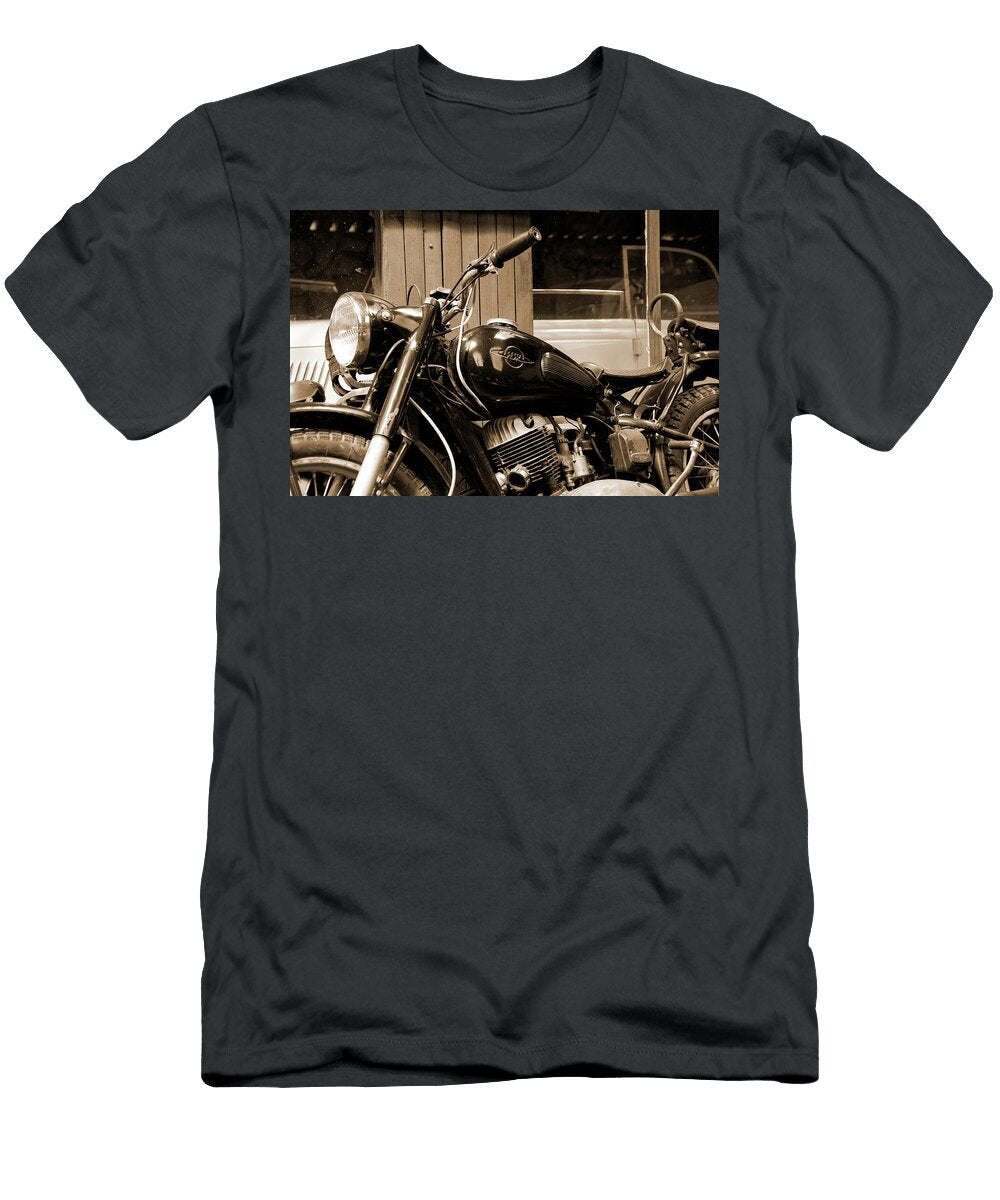 1 Vintage Motorbikes Standing Somewhere in Some Museum Vintage Motorcycles T-Shirt