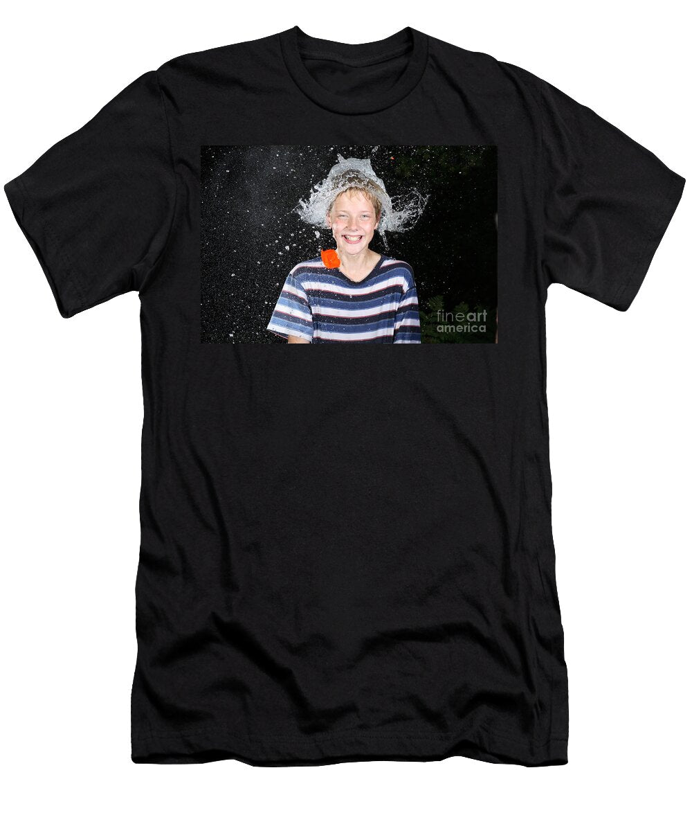 1 Water Balloon Popped Above Boys Head Ted Kinsman T-Shirt
