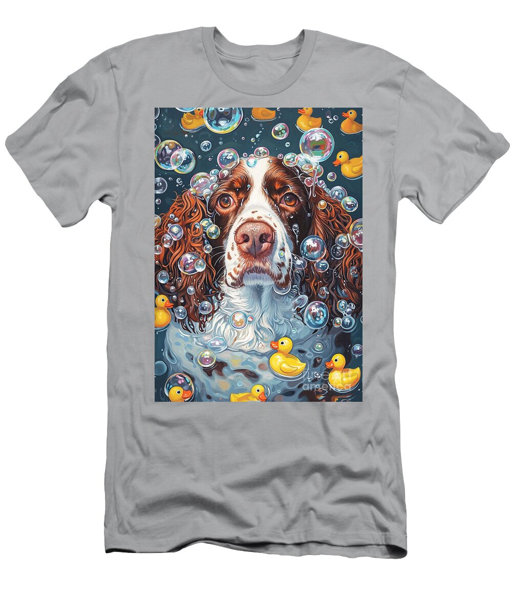 1 Welsh Springer Spaniel Dog Enjoying a Bubbly Bath Adrien Efren T-Shirt