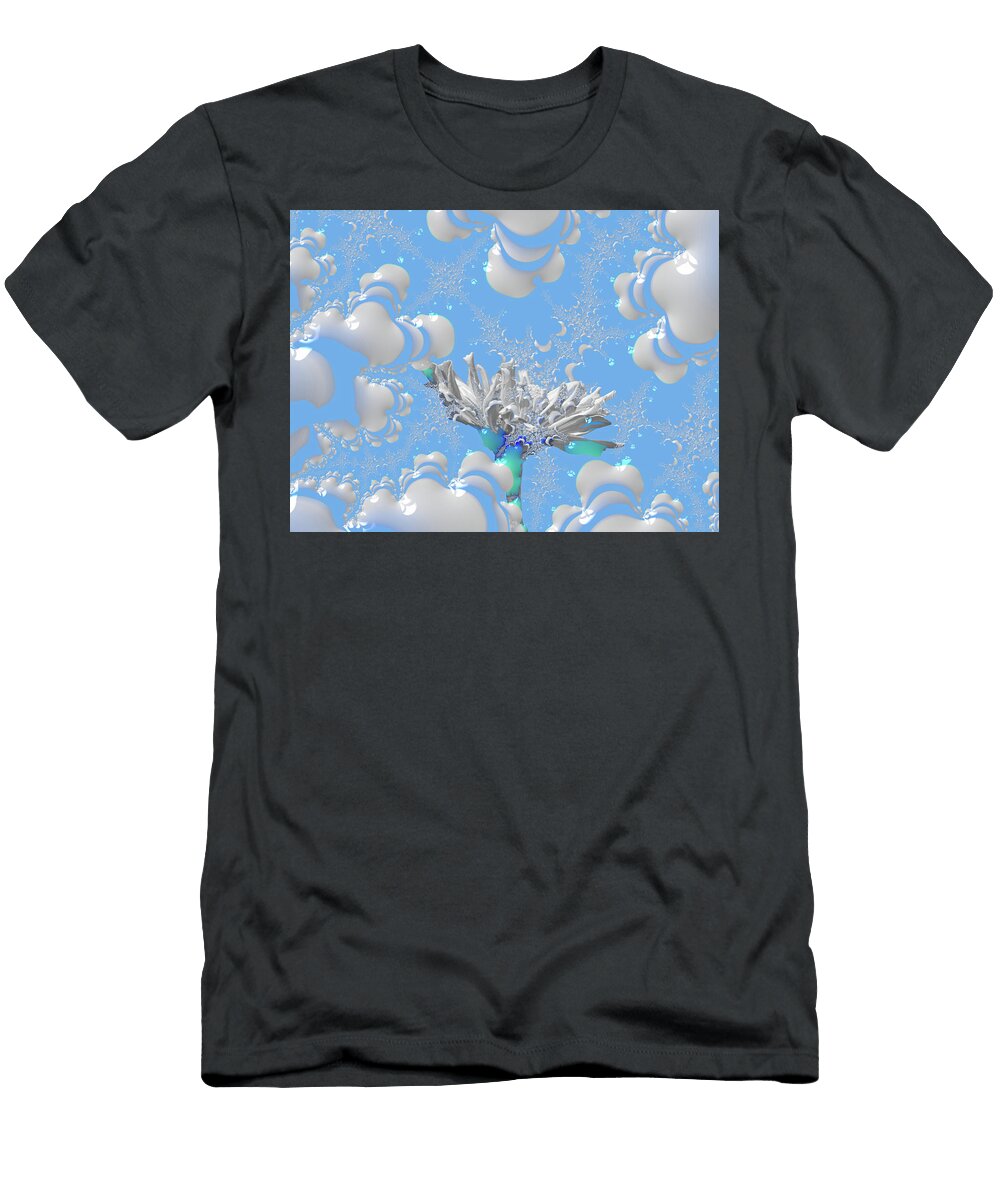 1 White Flowers with Bubbly Whites Teals and Blues Lucia Vega T-Shirt