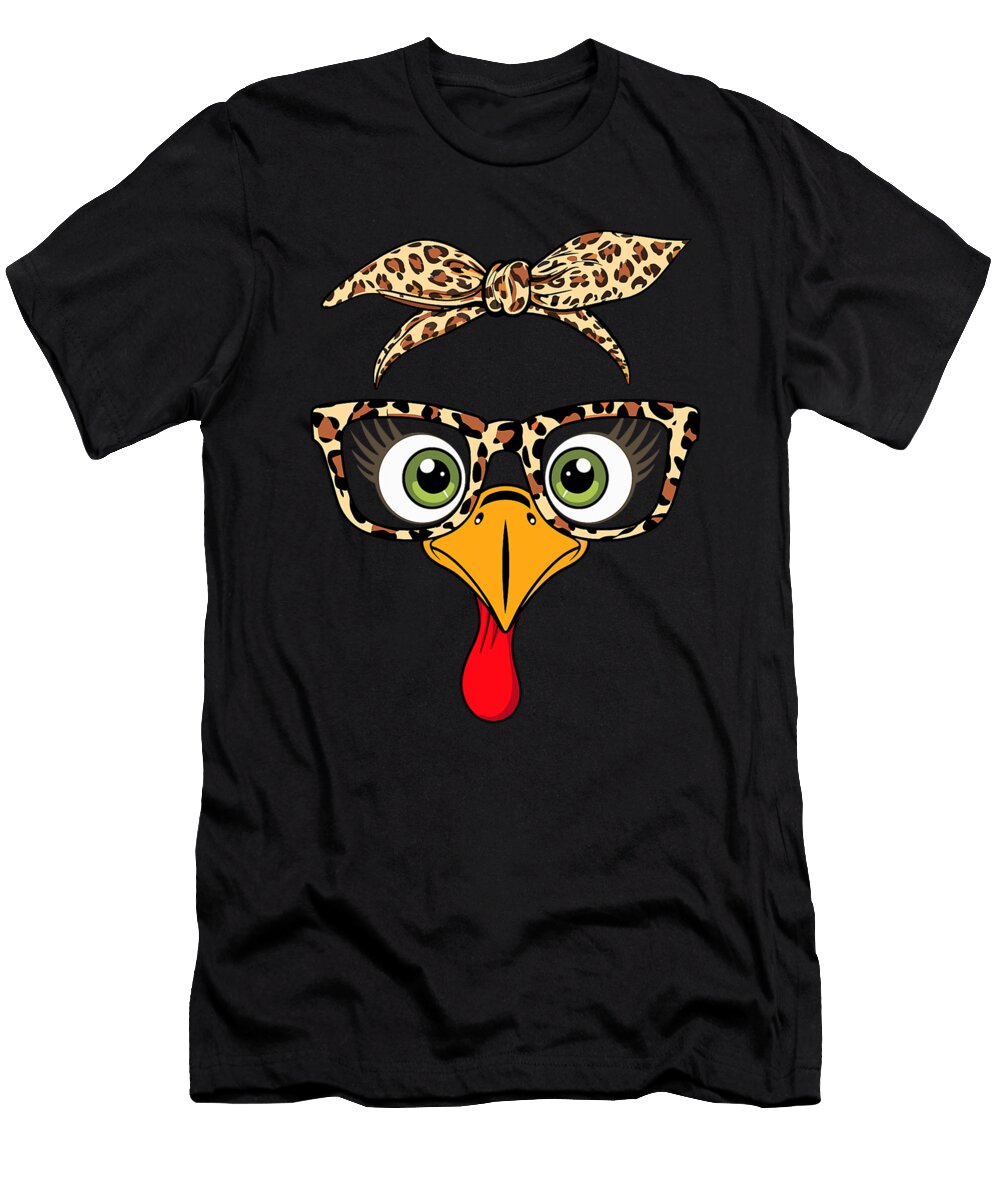 13 Thanksgiving Turkey Face Leopard Print Glasses Studi Alex T-Shirt
