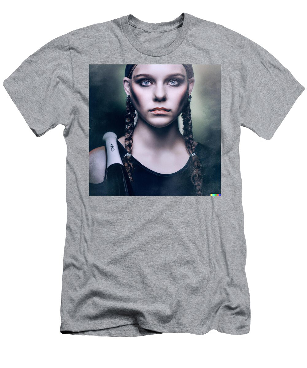 14 17 17 24 57 Portrait of a Professional Female Softball Player with Eye Black and Braids and a Celestial Images T-Shirt