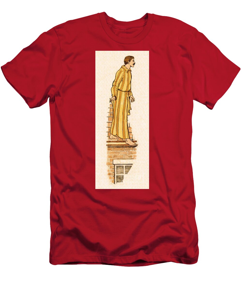 1902 Man Walking on Building Ledge Sad Hill Bizarre Los Angeles Archive T-Shirt