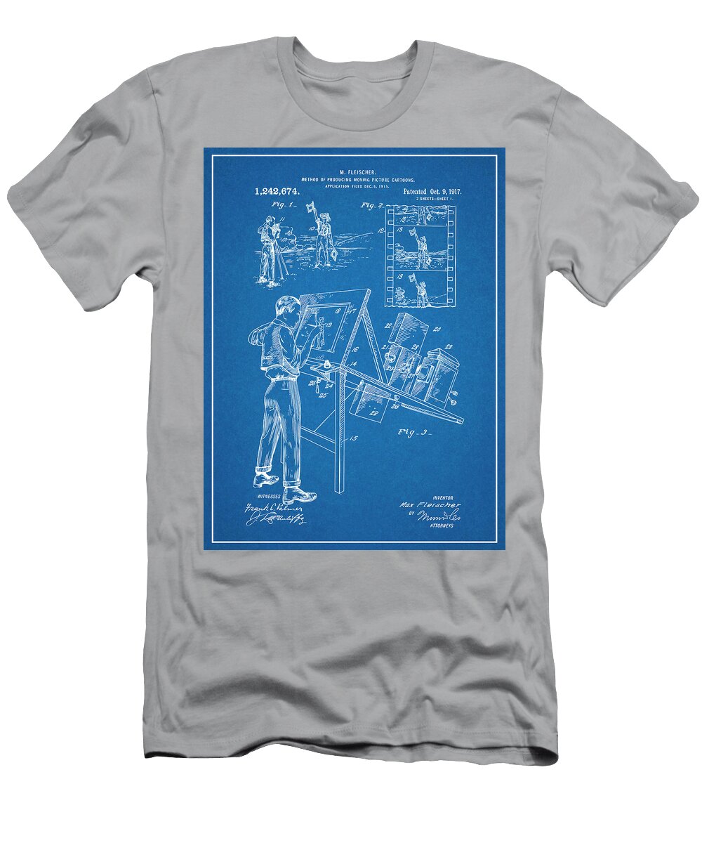 1915 Max Fleischers Original Rotoscope for Cartoons Blueprint Patent Print Greg Edwards T-Shirt