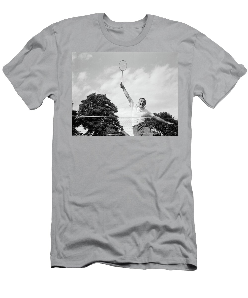1950s 1960s Man Playing Badminton Vintage Images T-Shirt