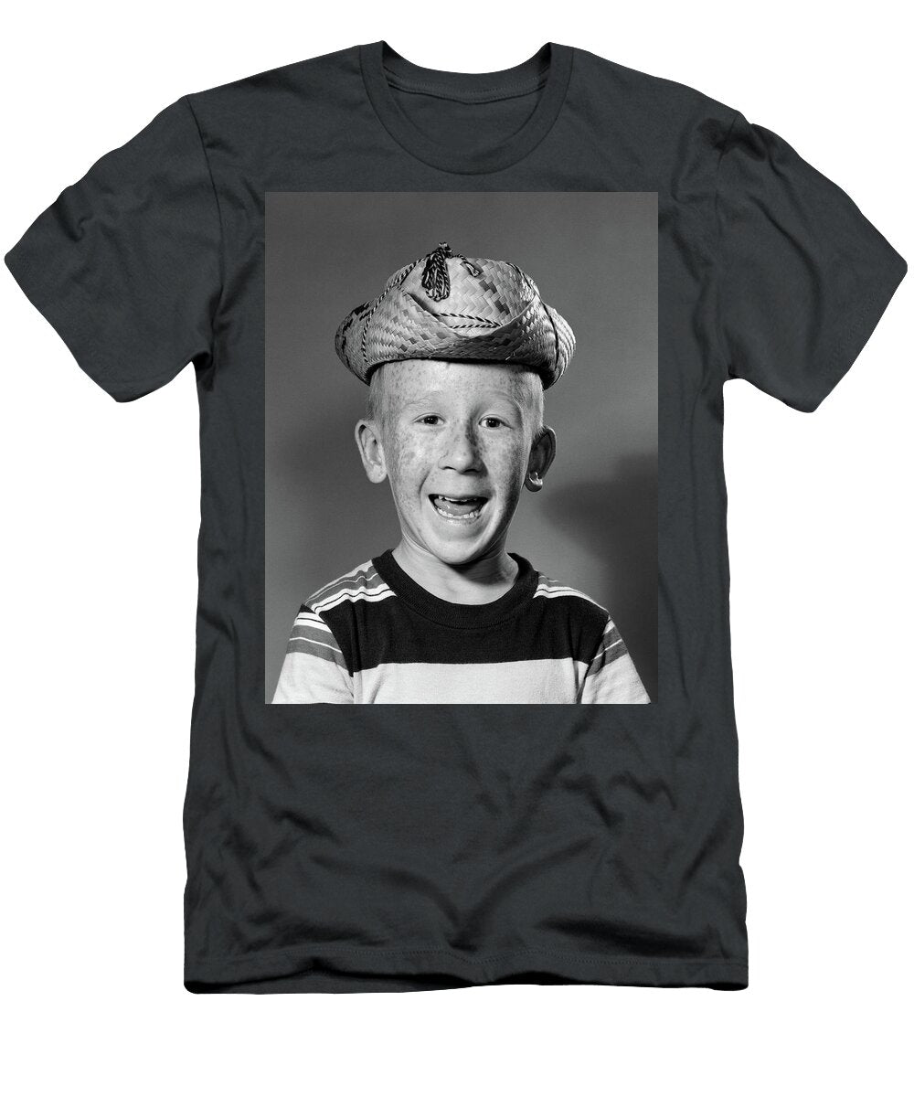 1950s Smiling Goofy Freckle Faced Boy Vintage Images T-Shirt