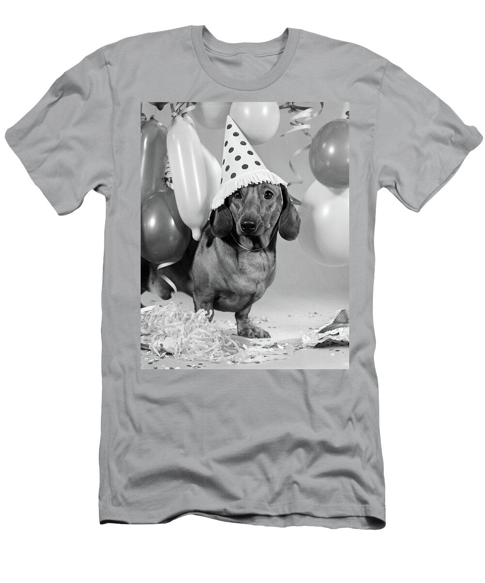 1960s Dachshund Wearing Polka Dot Party Vintage Images T-Shirt